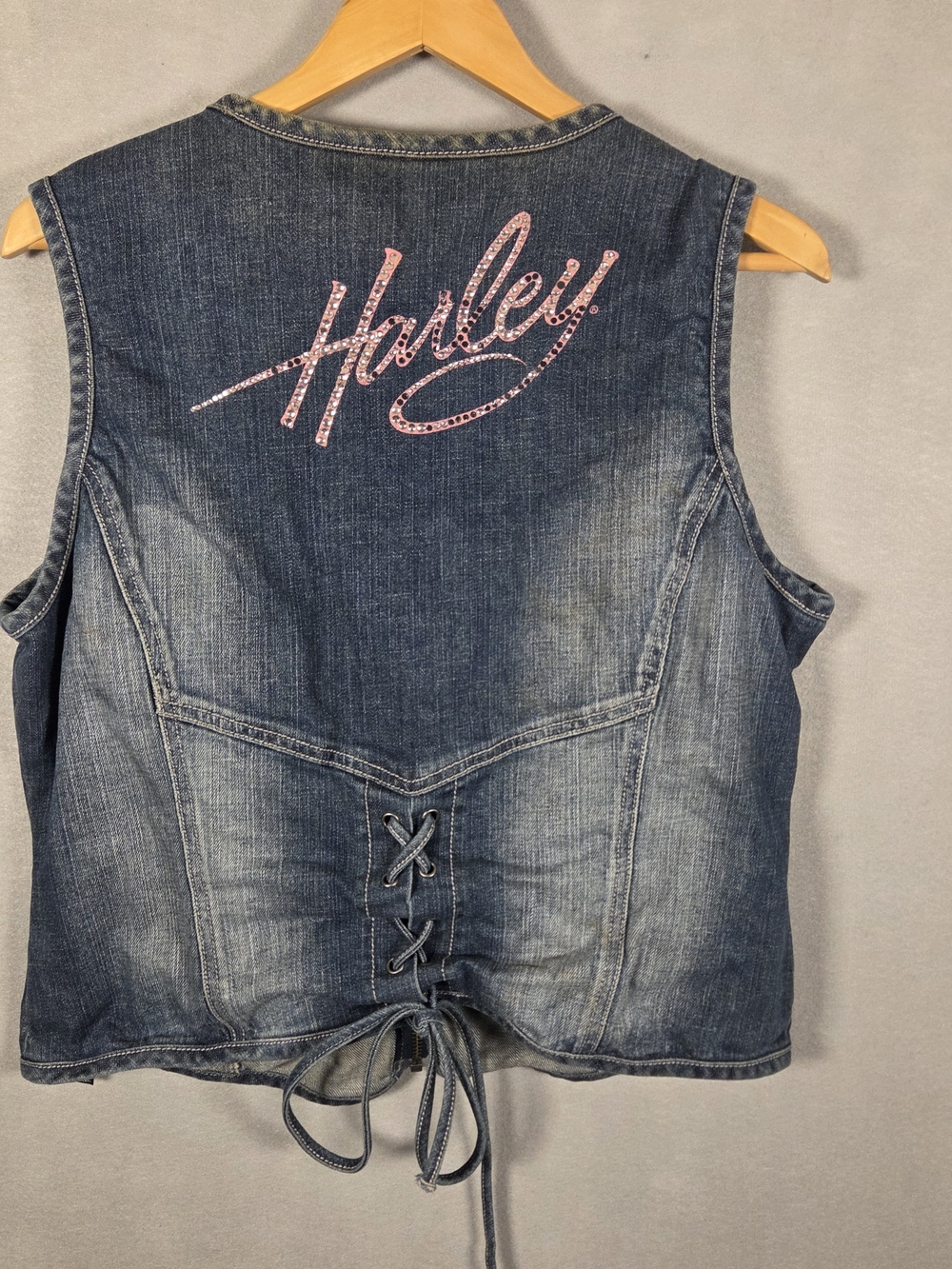 Vintage Harley-Davidson Y2K blue denim jean vest (K507) - Picture 5 of 12